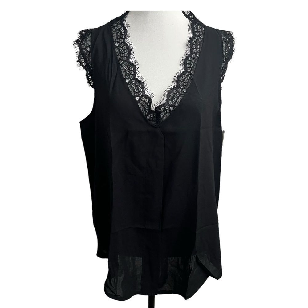 NWT Romantichut Sleeveless Detailed Trim Tunic Blouse Size Large